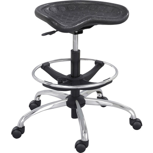 Safco Sitstar Height Adjustable Stool - Polyurethane Seat Material - Metal Frame Material - 5-star Base - Black - 1 Each