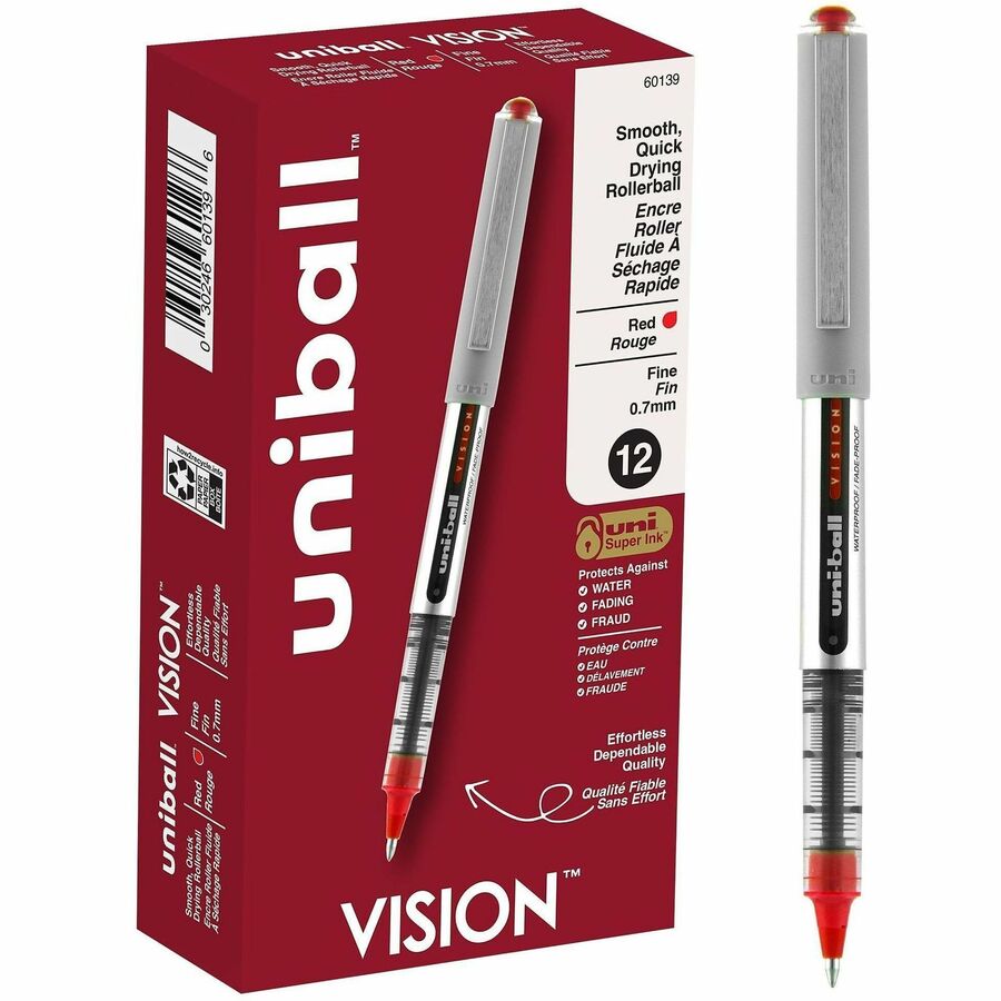 uniball™, Vision Rollerball Pens - Red Ink - 12 / Dozen
