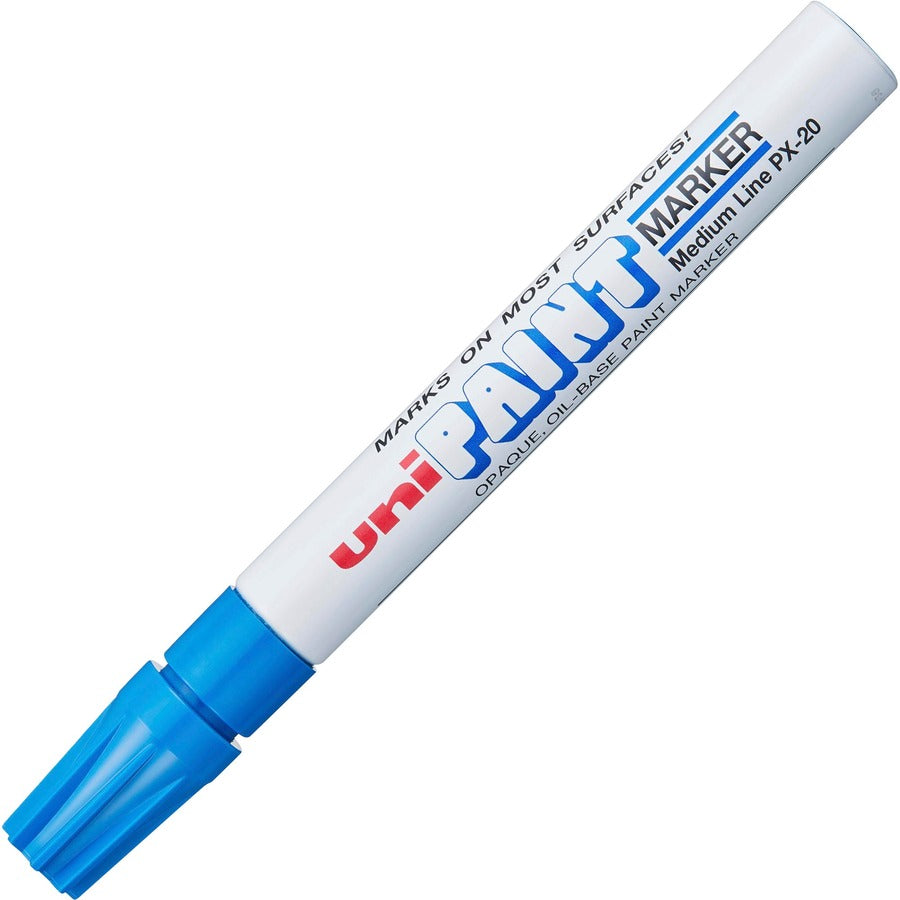 uniball™, uni-Paint PX-20 Oil-Based Paint Marker - Blue Ink - Oil Based - White Barrel - 1 Each