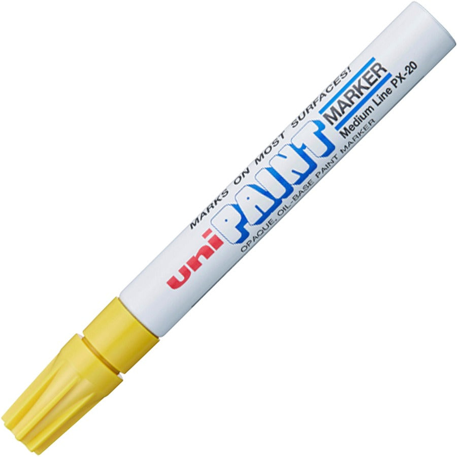 uniball™, uni-Paint PX-20 Oil-Based Paint Marker - Yellow Ink - Oil Based - White Barrel - 1 Each