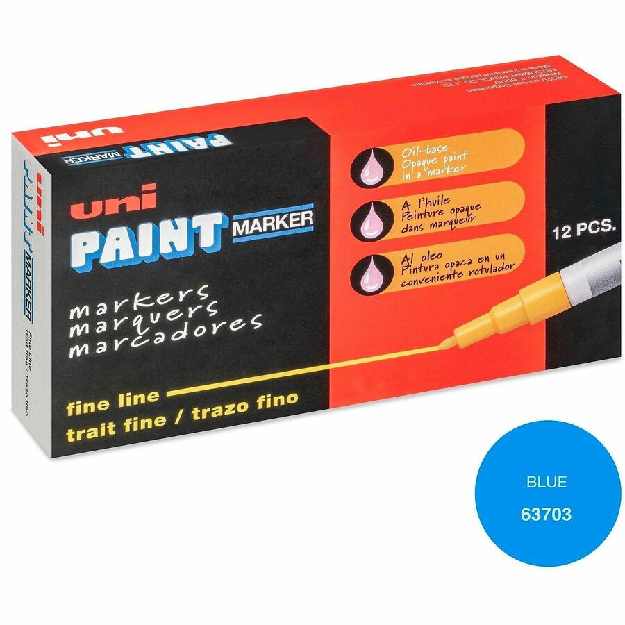 uniball™, uni-Paint PX-21 Oil-Based Paint Marker - Blue Ink - Oil Based - 1 Each