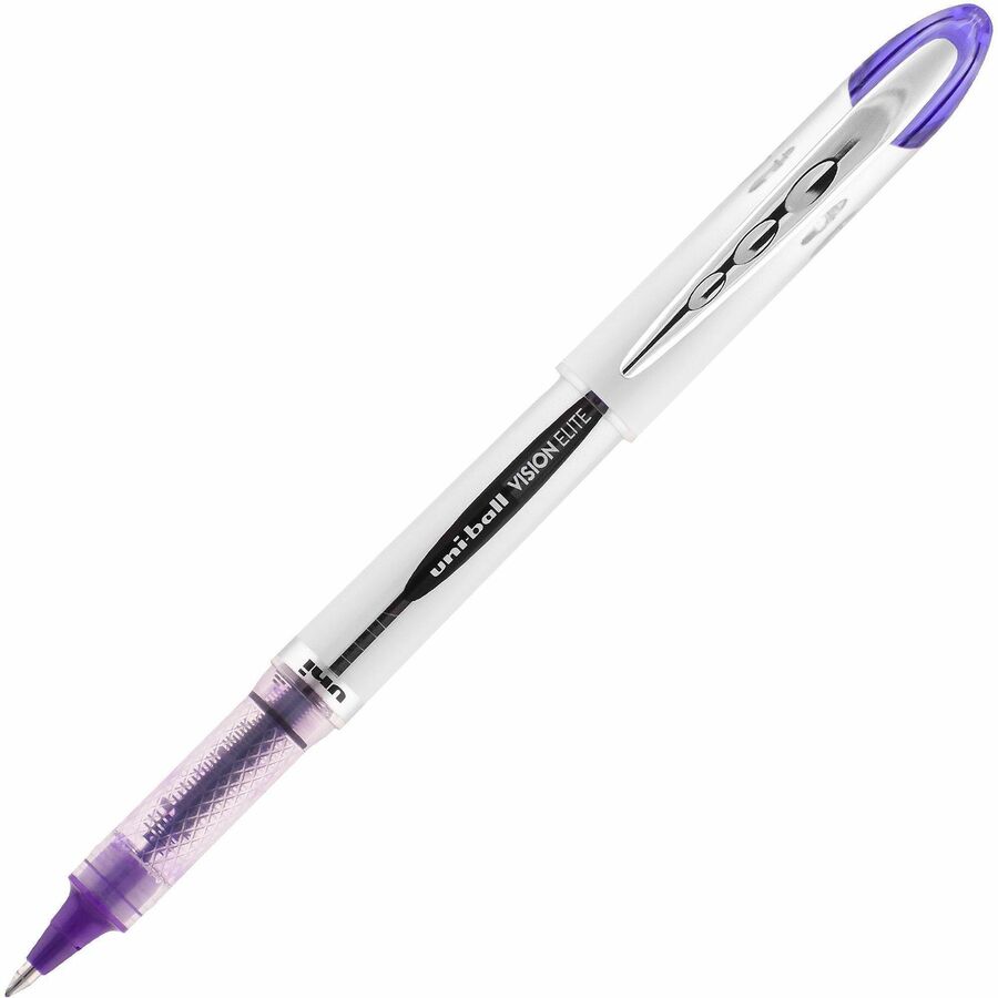 uniball™, Vision Elite Rollerball Pen - Refillable - Violet Ink - Gel-based - Light Gray Barrel - 1 Each
