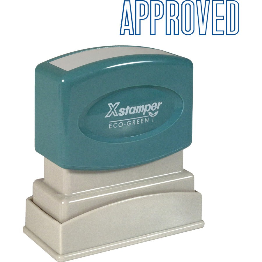 Xstamper APPROVED Title Stamp - Message Stamp - APPROVED - 0.50" Impression Width x 1.63" Impression Length - 100000 Impression(s) - Blue - 1 Each