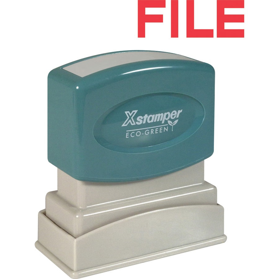 Xstamper FILE Title Stamp - Message Stamp - FILE - 0.50" Impression Width x 1.63" Impression Length - 100000 Impression(s) - Red - 1 Each