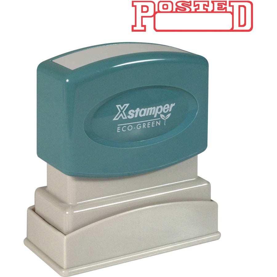 Xstamper POSTED Open Space Title Stamp - Message Stamp - POSTED - 0.50" Impression Width x 1.62" Impression Length - 100000 Impression(s) - Red - 1 Each
