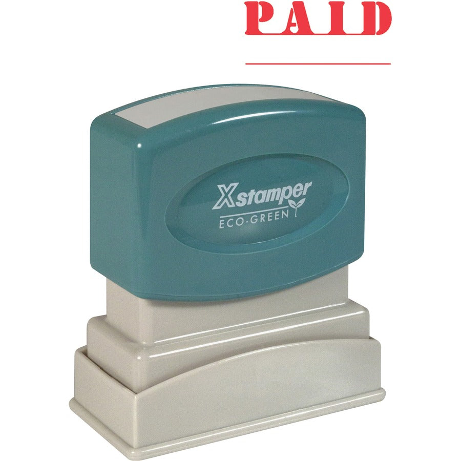 Xstamper PAID Title Stamp - Message Stamp - PAID - 0.50" Impression Width x 1.62" Impression Length - 100000 Impression(s) - Red - 1 Each