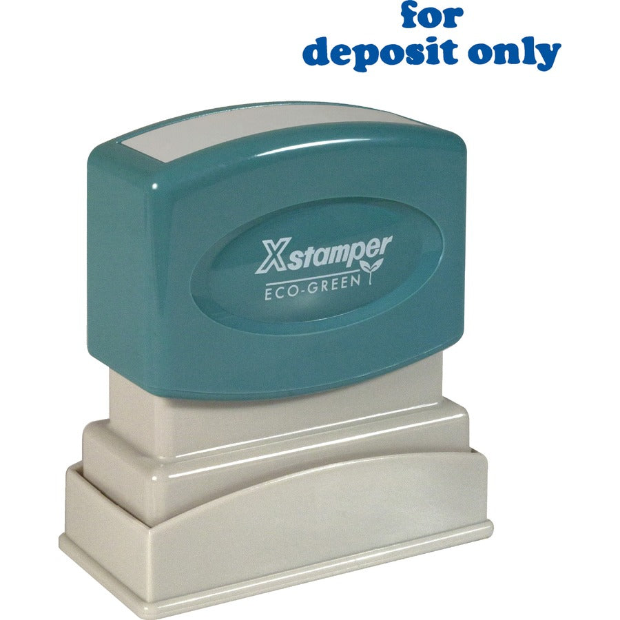 Xstamper "for deposit only" Title Stamp - Message Stamp - FOR DEPOSIT ONLY - 0.50" Impression Width x 1.62" Impression Length - 100000 Impression(s) - Blue - 1 Each