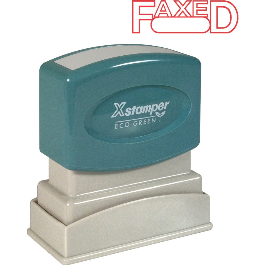 Xstamper FAXED Title Stamps - Message Stamp - FAXED - 0.50" Impression Width x 1.62" Impression Length - 100000 Impression(s) - Red - 1 Each