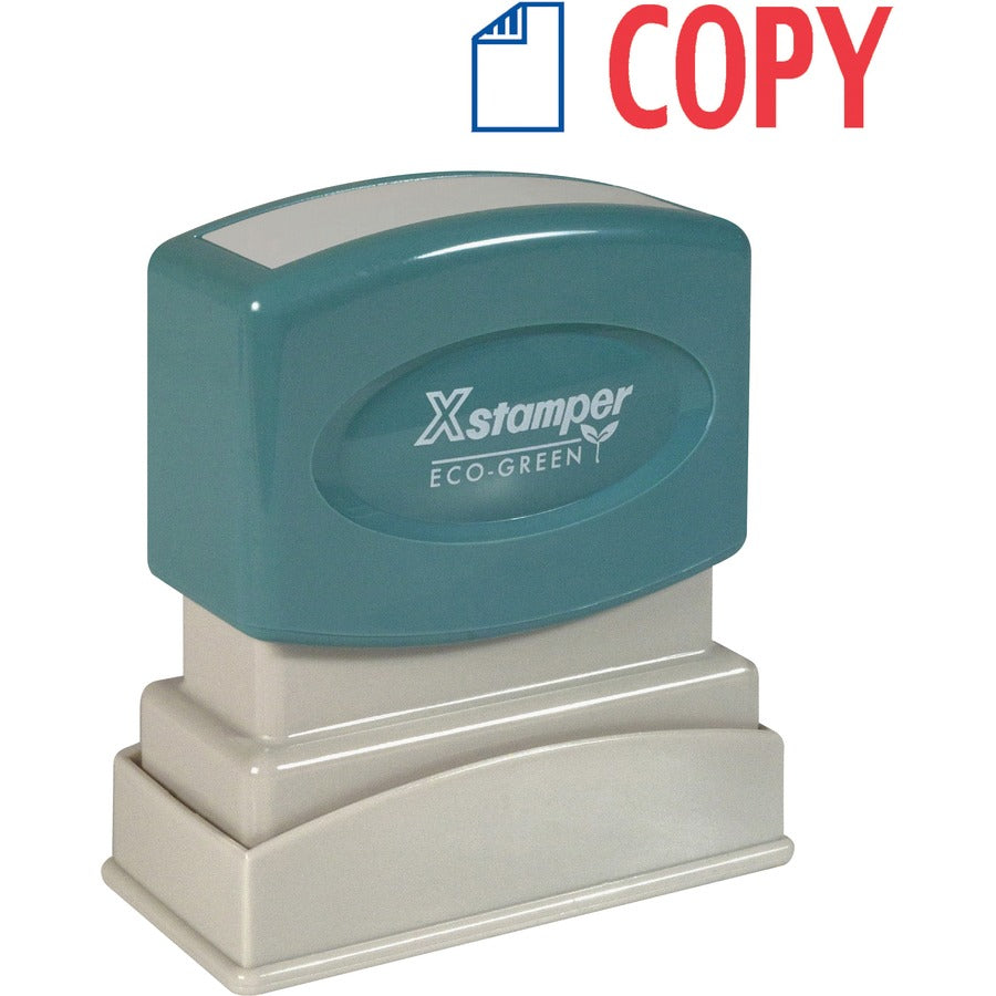 Xstamper COPY 2-color Pre-inked Stamp - Message Stamp - COPY - 0.50" Impression Width - 100000 Impression(s) - Red, Blue - Polymer Polymer - 1 Each