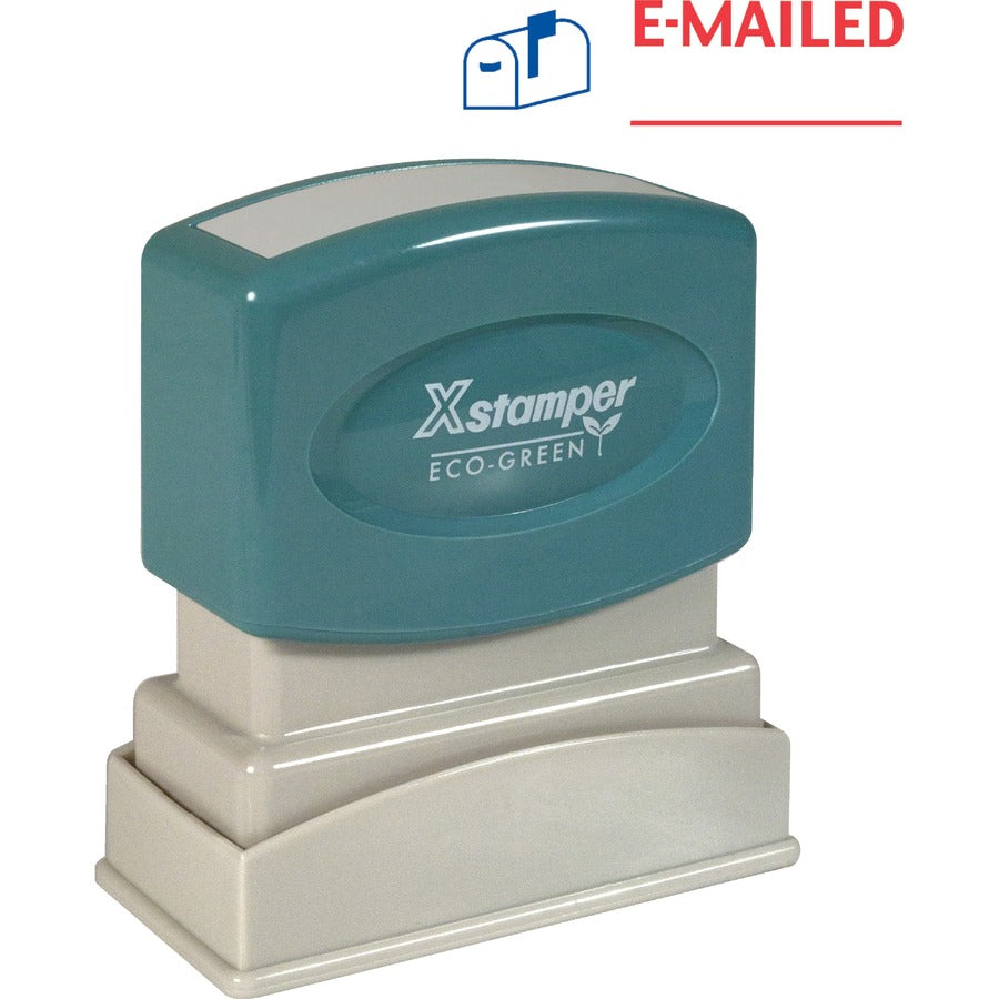Xstamper E-MAILED Title Stamp - Message Stamp - E-MAILED - 0.50" Impression Width - 100000 Impression(s) - Blue, Red - Polymer Polymer - 1 Each