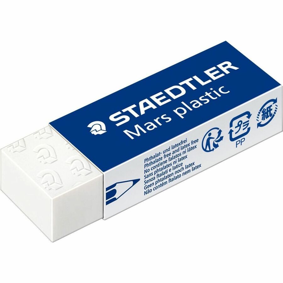 Staedtler Mars Mars Plastic White Eraser - White - Plastic - 0.9" Width x 0.5" Height x 0.9" Depth x 2.5" Length - 20 / Box - Latex-free, Non-smudge, Smear Resistant, Tear Resistant