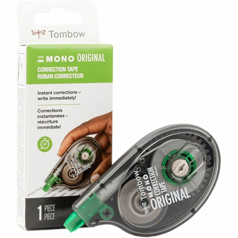 Tombow Original Mono Correction Tape - 0.16" Tape Width x 32.81 ft Tape Length - 1 Line(s) - White Tape - Ergonomic Dispenser - Non-refillable - White - 1 Each