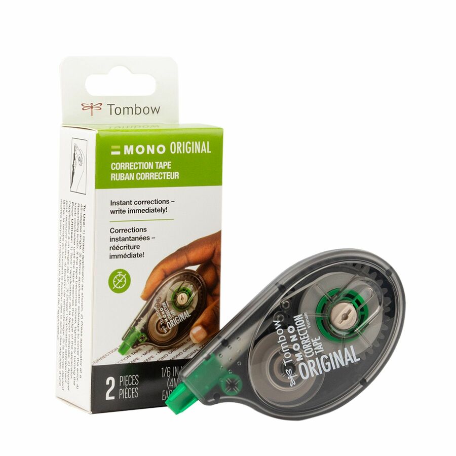 Tombow Original Mono Correction Tape - 0.16" Tape Width x 32.81 ft Tape Length - 1 Line(s) - White Tape - Ergonomic Dispenser - Acid-free - 2 / Pack