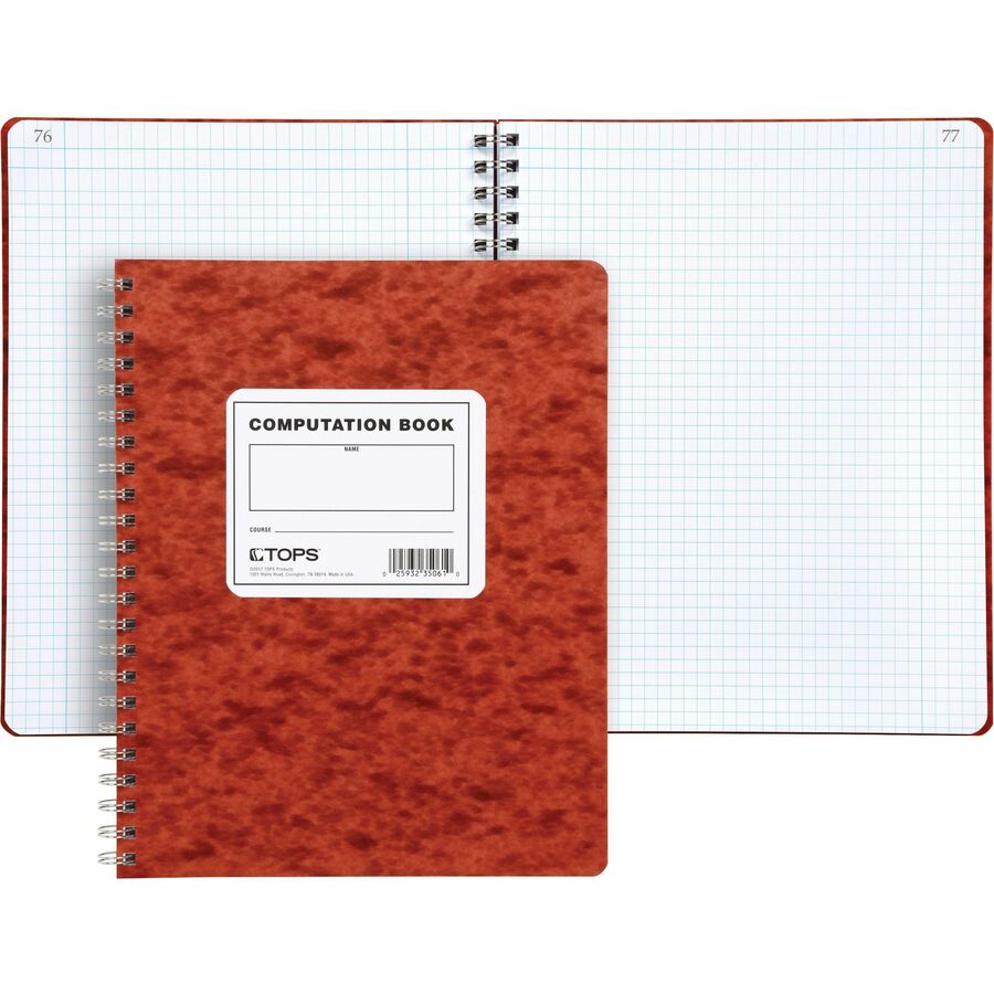 TOPS Engineer's Research & Computation Book - 76 Sheets - Wire Bound - 9 1/2" x 11 3/4" Sheet Size - Ivory Paper - Red Cover - Numbered, Heavyweight - 1 Each
