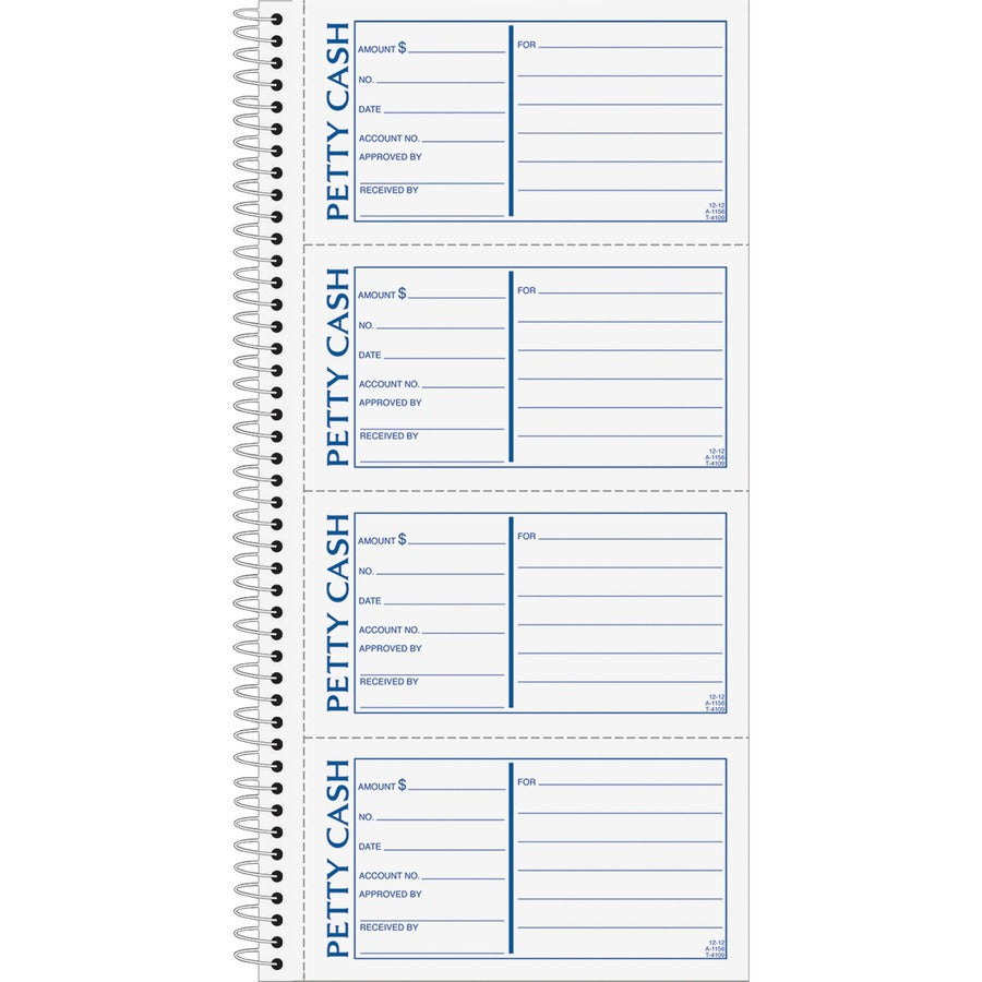 TOPS Duplicate Petty Cash Book - Wire Bound - 2 Part - Carbonless Copy - 2.75" x 5" Form Size - 5.50" x 11" Sheet Size - White, Yellow - Blue, Red Print Color - 1 Each