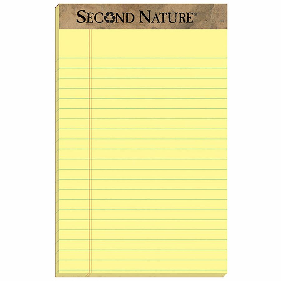 TOPS Second Nature Recycled Jr Legal Writing Pad - 50 Sheets - 0.28" Ruled - 15 lb Basis Weight - Jr.Legal - 5" x 8" Sheet Size - 12 / Dozen