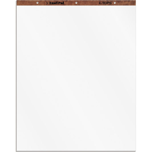 TOPS Plain Paper Easel Pads - 50 Sheets - Plain - 16 lb Basis Weight - 27" x 34" Sheet Size - White Paper - Perforated, Bond Paper, Leatherette Head Strip - 2 / Carton