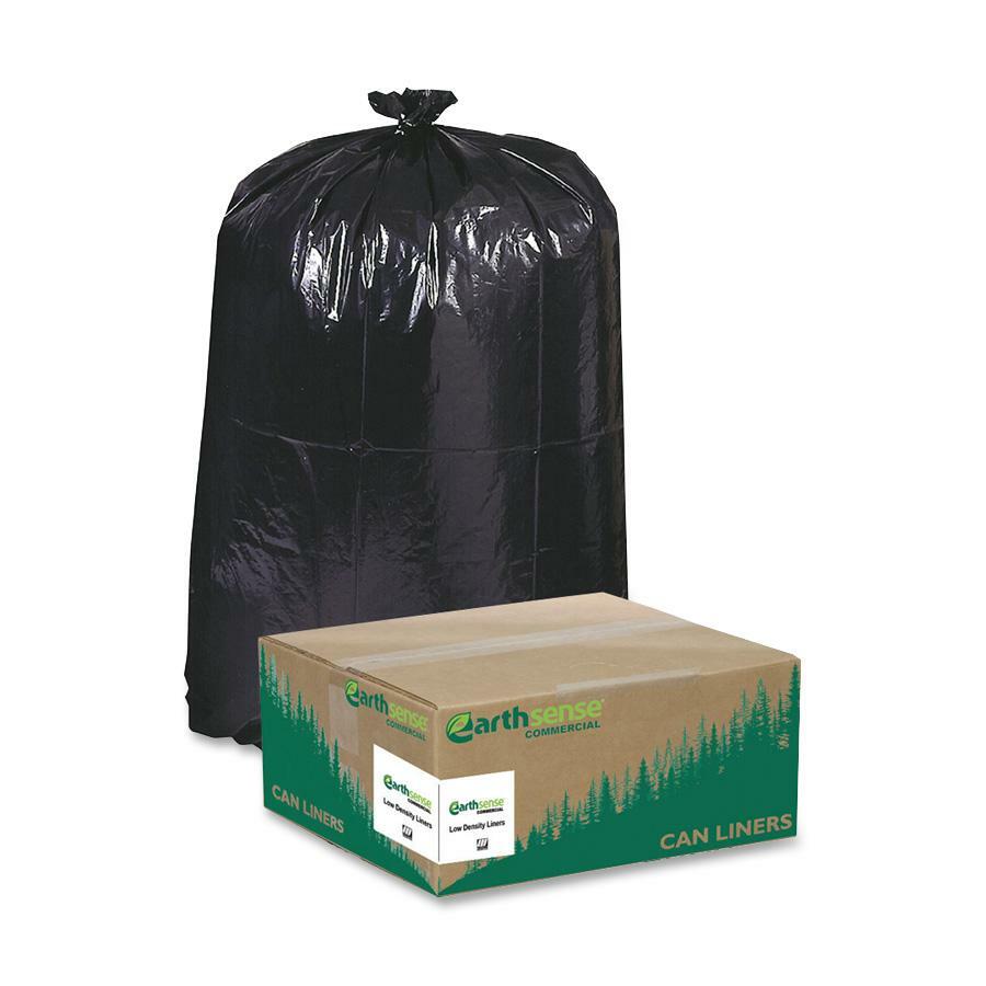 Berry Reclaim Heavy-Duty Recycled Can Liners - Medium Size - 33 gal Capacity - 39" Length x 33" Width x 1.25 mil (32 Micron) Thickness - Low Density - Black - Plastic - 100 / Carton