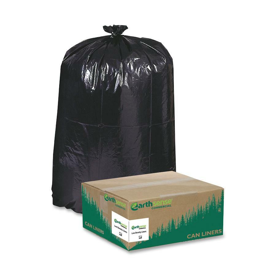 Berry Reclaim Heavy-Duty Recycled Can Liners - Large Size - 45 gal Capacity - 46" Length x 40" Width x 1.25 mil (32 Micron) Thickness - Low Density - Black - Plastic - 100 / Carton