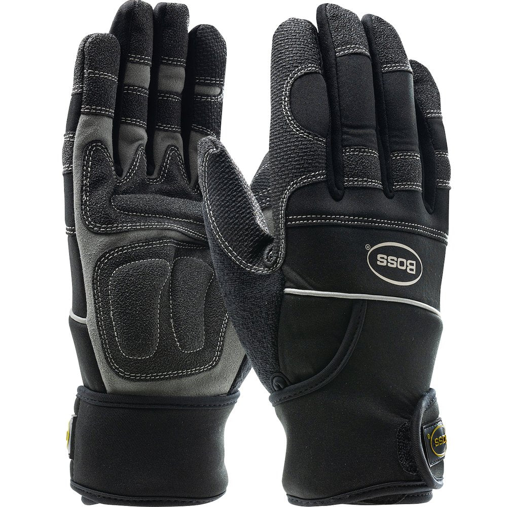 BOSS by PIP Syn.leather Palm Sand Grip Anti-v.neoprene Wrist (Pair)