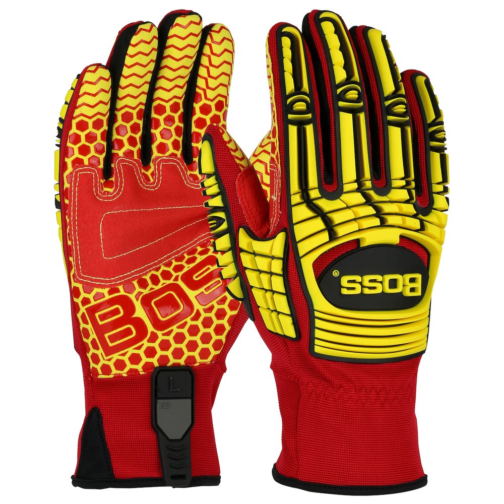BOSS by PIP Syn.leather Palm RED Silic.grip Spandex Back IP (Pair)
