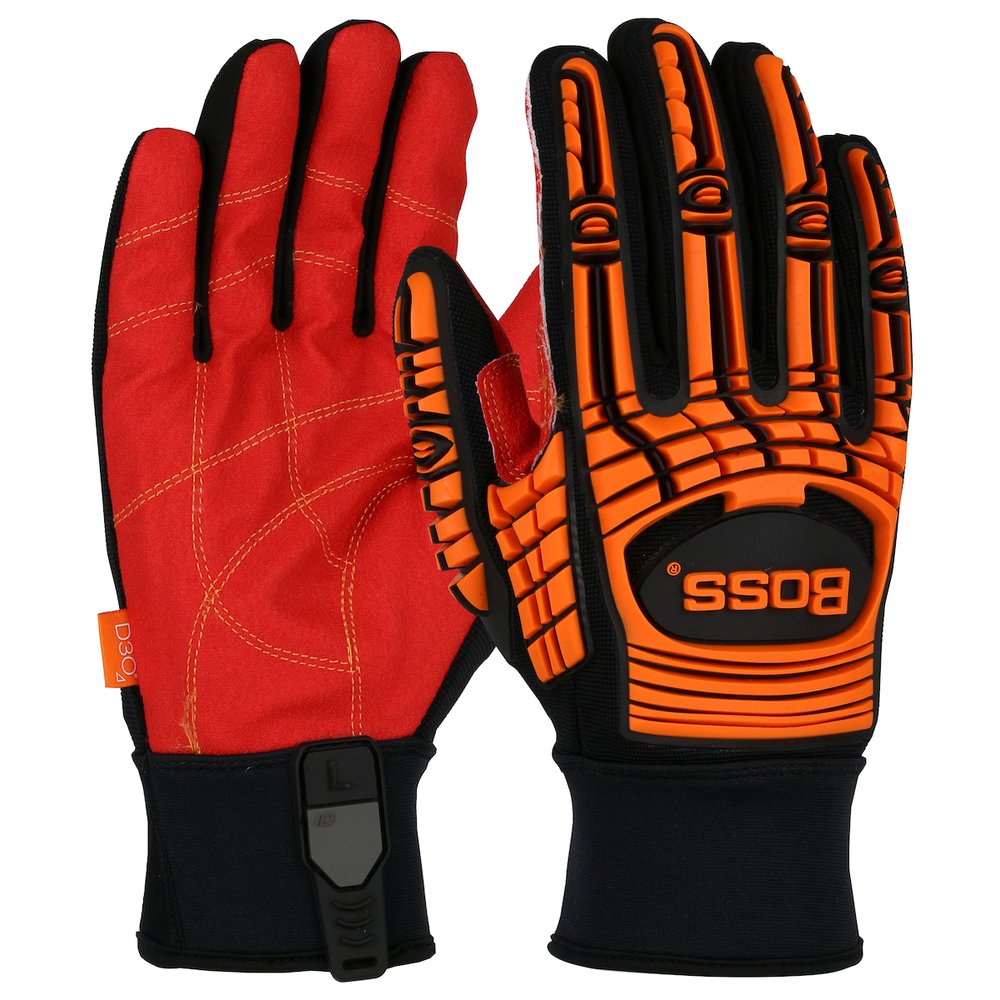 BOSS by PIP RED PVC Grip Palm And Spandex Back IP ORG M (Pair)