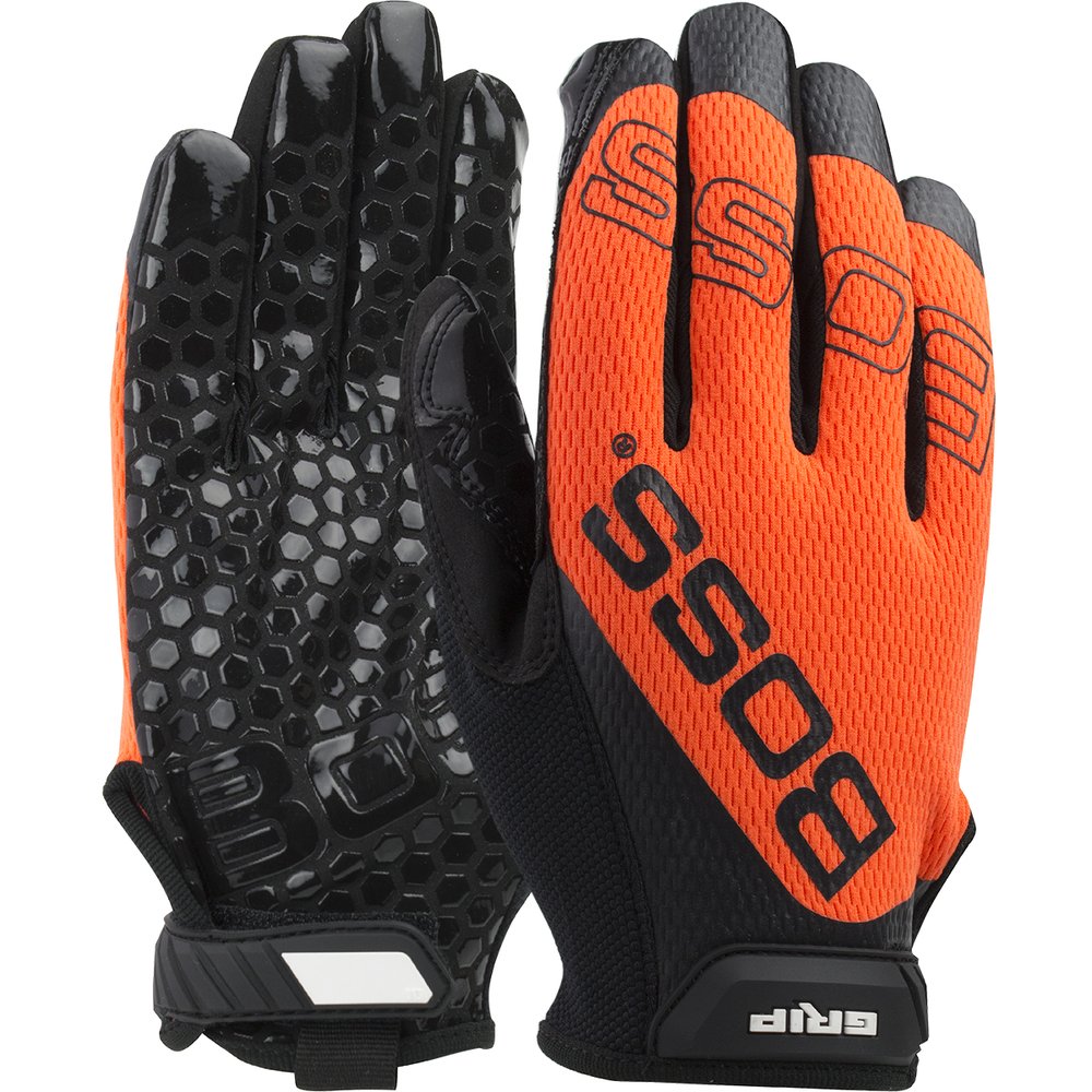 BOSS by PIP Syn.microfiber Palm Silicone Grip HI-VIS Mesh XL, 12 Pairs/Dozen