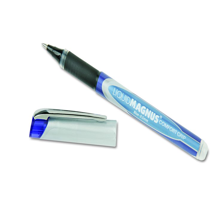7520015877795, SKILCRAFT Liquid Magnus Hybrid Gel Pen, Stick, Extra-Fine 0.5 mm, Blue Ink, Blue/Gray Barrel, 4/Pack