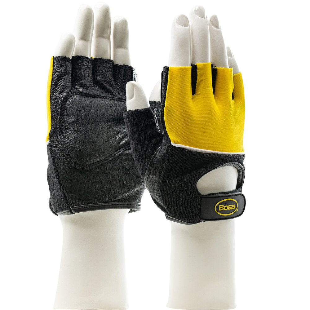 BOSS by PIP Goatskin Palm GEL/FOAM Anti-v. Pad Half-fing M, 12 Pairs/Dozen