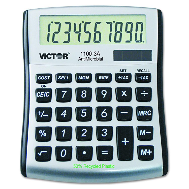 1100-3A Antimicrobial Compact Desktop Calculator, 10-Digit LCD