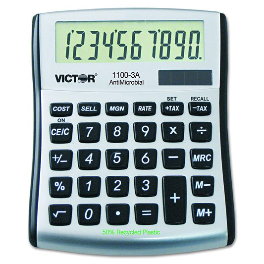 1100-3A Antimicrobial Compact Desktop Calculator, 10-Digit LCD