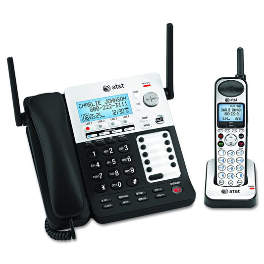 SB67138 DECT 6.0 Phone/Answering System, 4 Line, 1 Corded/1 Cordless Handset, Silver/Black