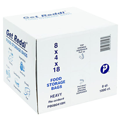 Food Bags, 2 gal, 1 mil, 8" x 4" x 18", Clear, 1,000/Carton