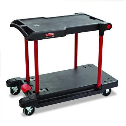Convertible Utility Cart, Plastic, 2 Shelves, 400 lb Capacity, 23.88" x 45.13" x 34.38", Black