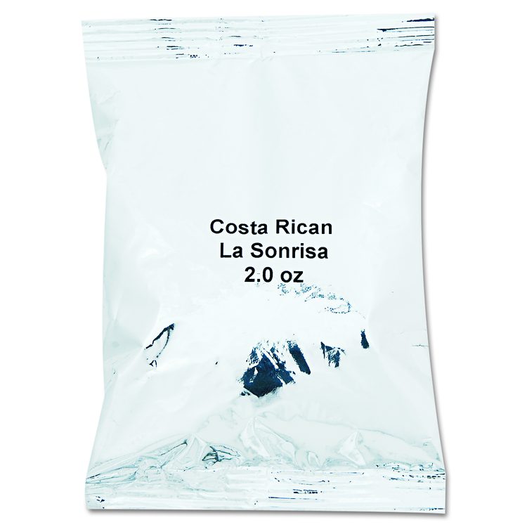 Coffee Portion Packs, Costa Rican La Sonrisa, 2 oz Packets, 40/Carton