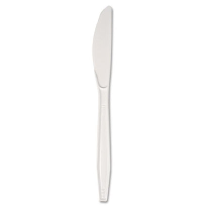 Mediumweight Polystyrene Cutlery, Knife, Plastic, White, 100/Box, 10 Boxes/Carton