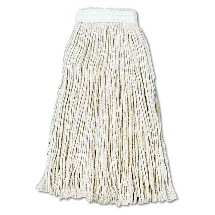 Cut-End Wet Mop Head, Cotton, #16, White, 12/Carton