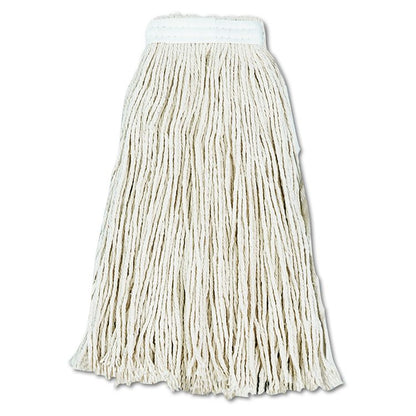 Cut-End Wet Mop Head, Cotton, #16, White, 12/Carton