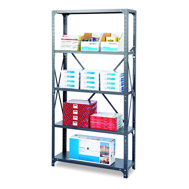 Commercial Steel Shelving Unit, Five-Shelf, 36w x 12d x 75h, Dark Gray
