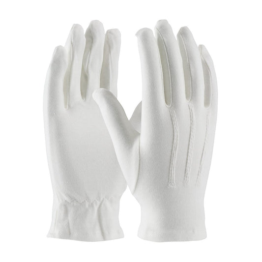 PIP Cotton Dress Glove Raised Stitch Open Cuff WH XL, 12 Pairs/Dozen