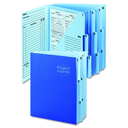 10-Pocket Project Organizer with Indexed Tabs (1-10), 10 Sections, Unpunched, 1/3-Cut Tabs, Letter Size, Lake Blue/Navy Blue
