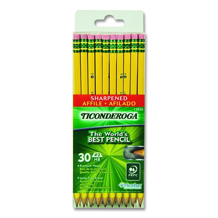 Pre-Sharpened Pencil, HB (#2), Black Lead, Yellow Barrel, 30/Pack