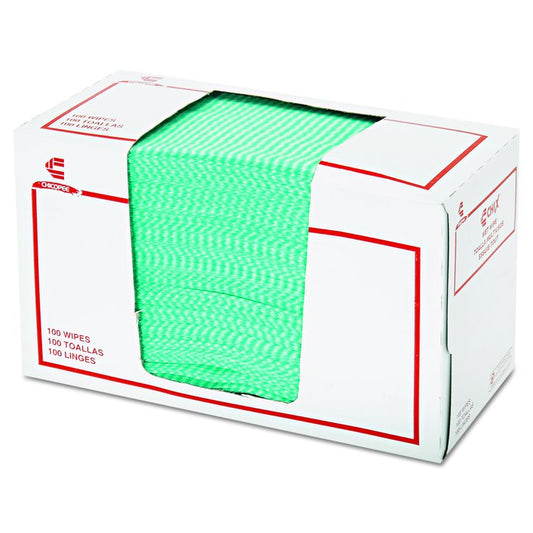 Wet Wipes, 14 x 21, White/Green, 100 Towels/Pack, 9/Carton