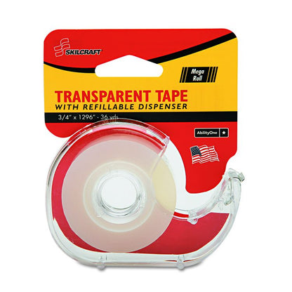 7520015167576, SKILCRAFT Tape with Dispenser, 1" Core, 0.75" x 36 yds, Glossy Clear
