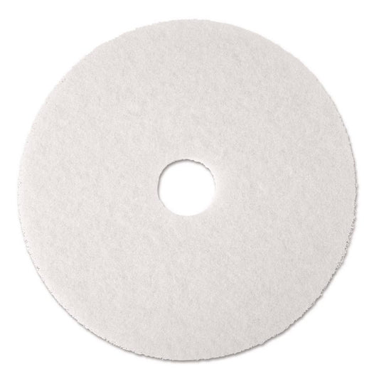 Low-Speed Super Polishing Floor Pads 4100, 27" Diameter, White, 5/Carton
