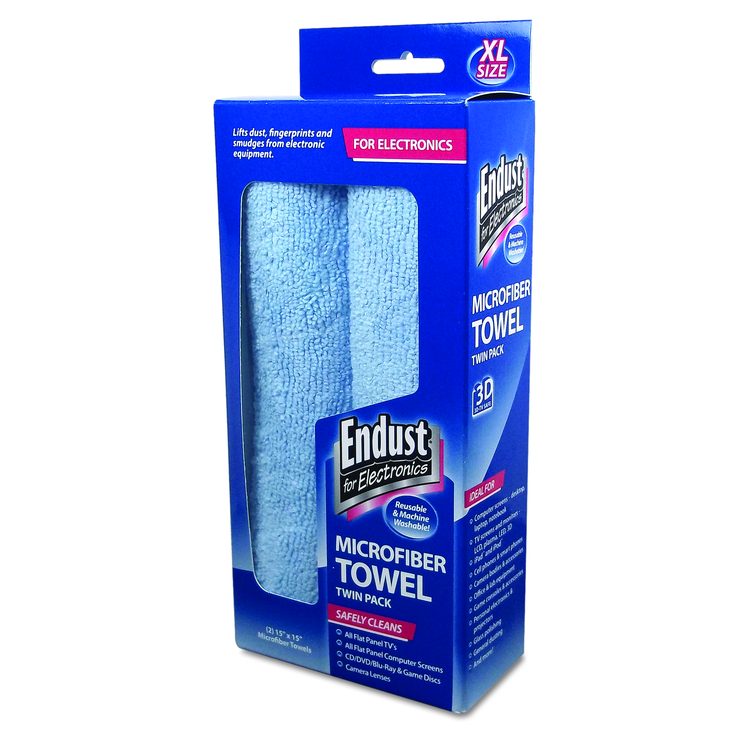 Extra-Large Microfiber Towels Twin-Pack, 15 x 15, Unscented, Blue, 2/Pack