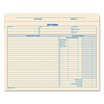 Job Folder, Straight Tabs, Letter Size, Manila, 20/Pack