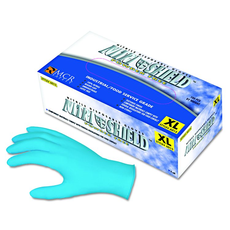 Disposable Nitrile Gloves, Powder-Free, Large, 4 mil Thick, Blue, 100/Box