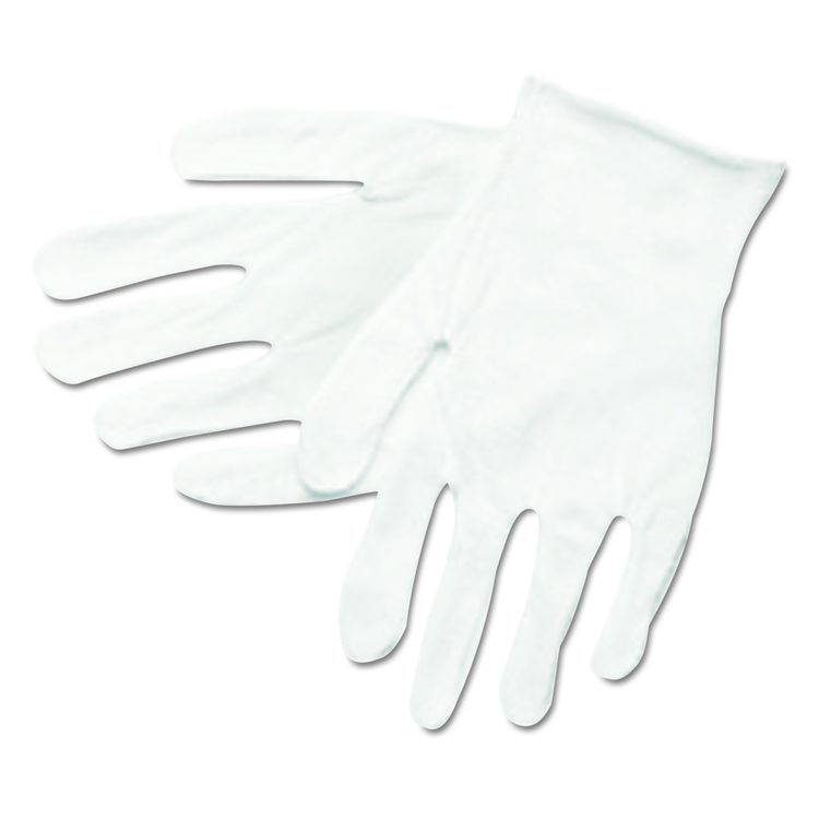 Cotton Inspector Gloves, Reversible, One Size Fits Most, White, 12 Pairs