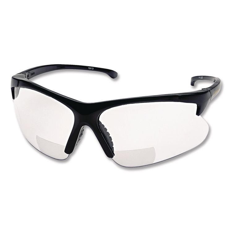 V60 30-06* Safety Reader Eyewear, 2.0+ Diopter, Black Half Frame, Clear Dual Lens